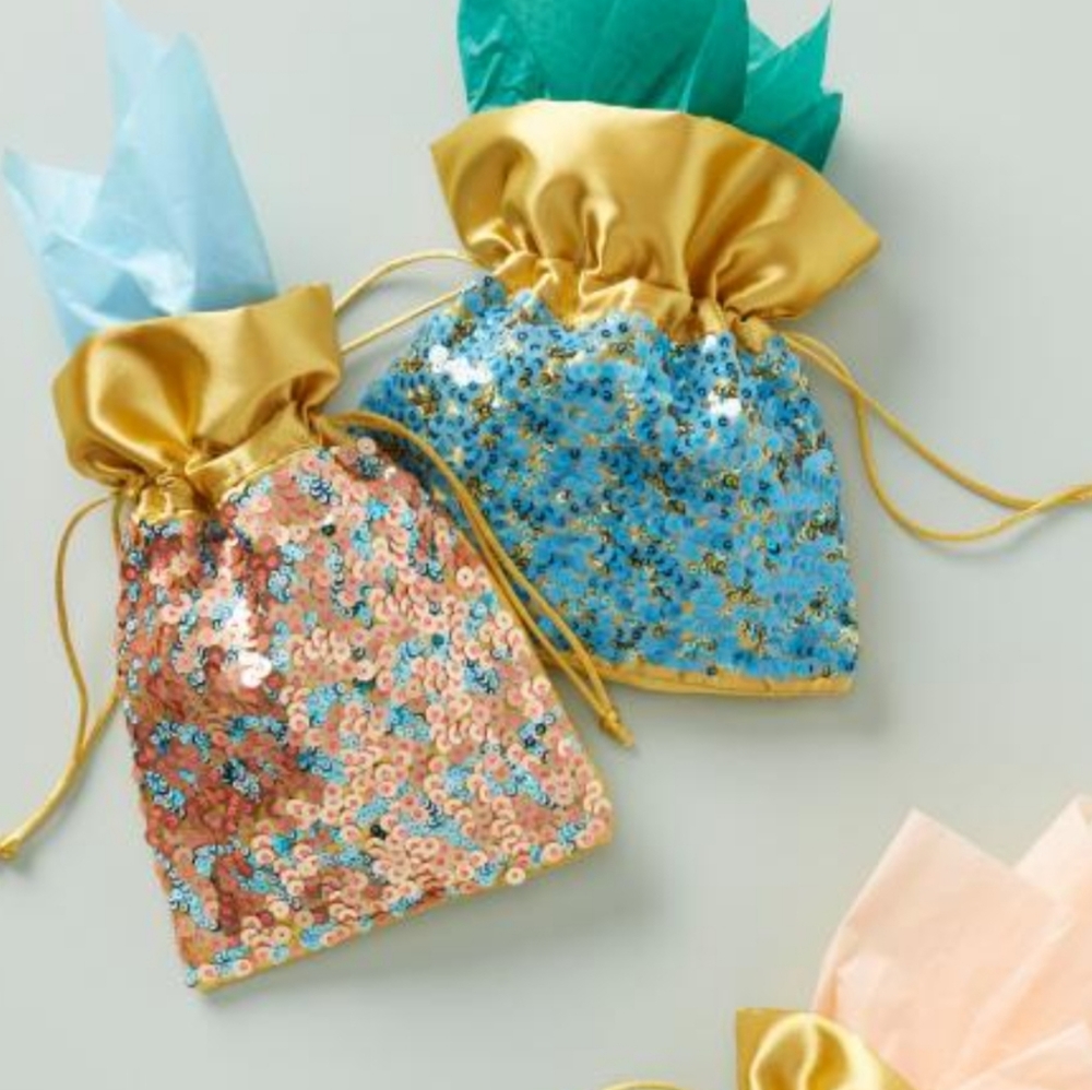 NWT Anthropologie Sequin Gift Bags (set of 2) 🪸 coral